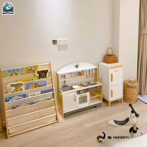 Bộ đồ chơi bếp gỗ DC06 Ghi Trắng