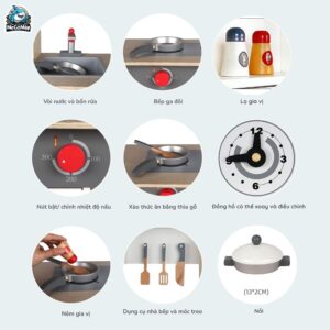 Bộ đồ chơi bếp gỗ DC06 Ghi Trắng