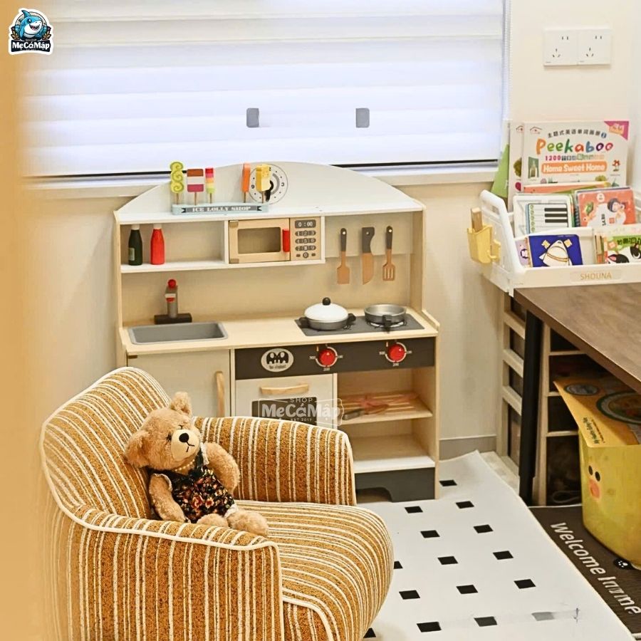Bộ đồ chơi bếp gỗ DC06 Ghi Trắng