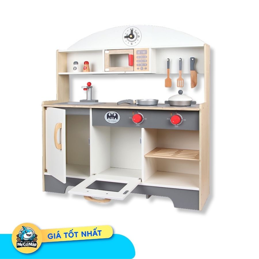 do-choi-bep-go-dcb06 (9) Bộ đồ chơi bếp gỗ DC06 Ghi Trắng