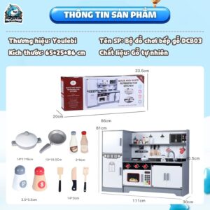 Bộ đồ chơi nấu ăn cho bé gái DCB03 Ghi Trắng