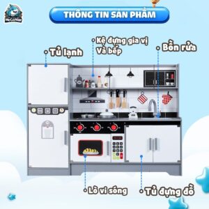 Bộ đồ chơi nấu ăn cho bé gái DCB03 Ghi Trắng