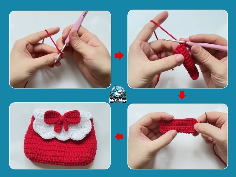[Hướng dẫn] Các bước móc túi lì xì cho bé siêu dễ thương