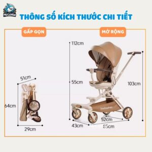 Xe đẩy Baobaohao gấp gọn 2 chiều V16 Plus