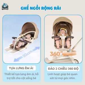 Xe đẩy gấp gọn 2 chiều Baobaohao V16 Pro