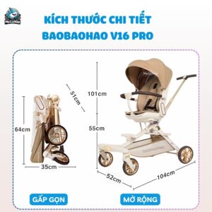 Xe đẩy gấp gọn 2 chiều Baobaohao V16 Pro
