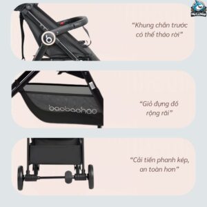 Xe đẩy gấp gọn Baobaohao A2 màu đen