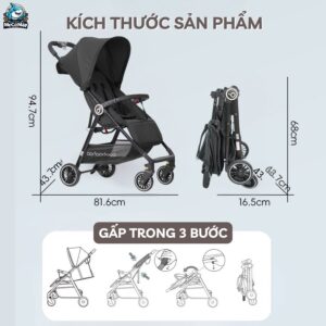 Xe đẩy gấp gọn Baobaohao A2 màu đen