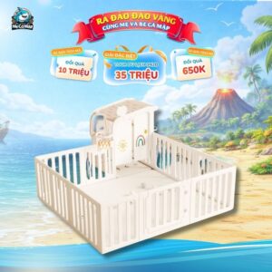 Quây cũi nhựa Pakey BabyHome NC02 kèm ngôi nhà