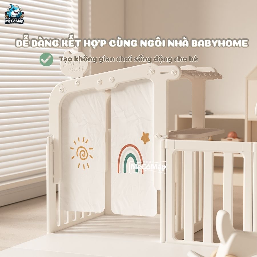 Quây cũi nhựa Pakey BabyHome NC02 + Ngôi nhà BabyHome NC02
