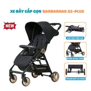 Xe đẩy gấp gọn Baobaohao A2 Plus màu đen