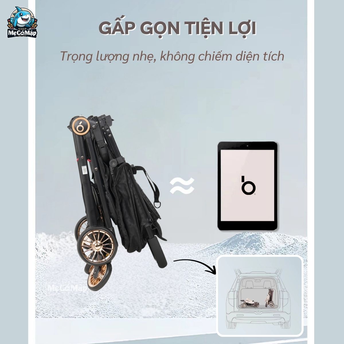 Xe đẩy gấp gọn Baobaohao A2 Plus màu đen