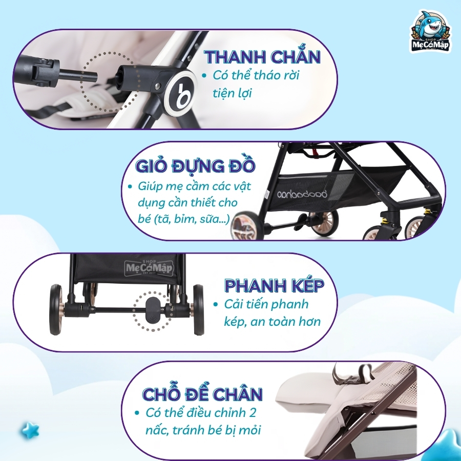 Xe đẩy Baobaohao gấp gọn A5