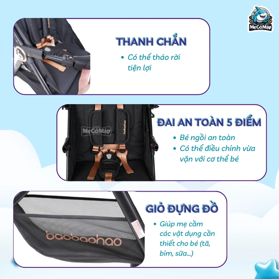 Xe đẩy Baobaohao gấp gọn A5