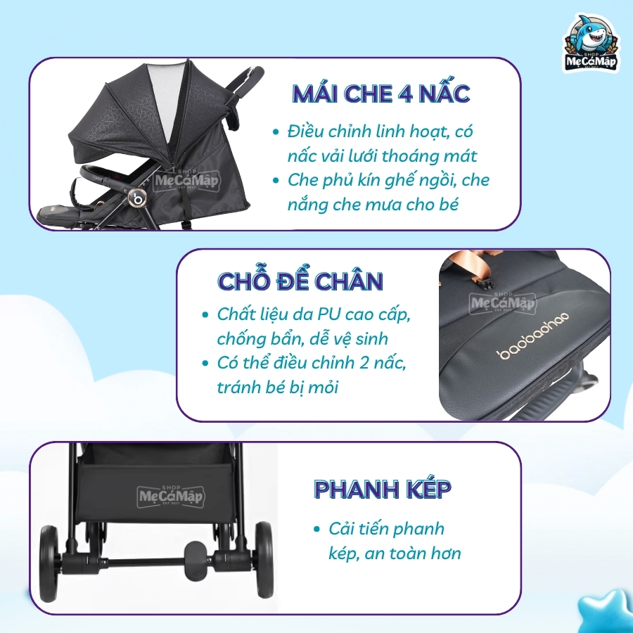 Xe đẩy Baobaohao gấp gọn A5