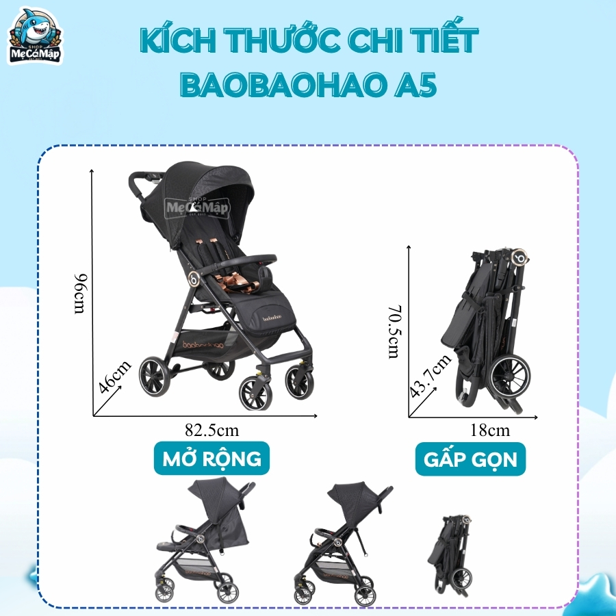 Xe đẩy Baobaohao gấp gọn A5