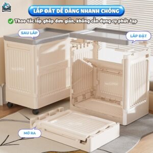 Thùng đựng đồ gấp gọn HC25 có bánh xe xoay 360 độ