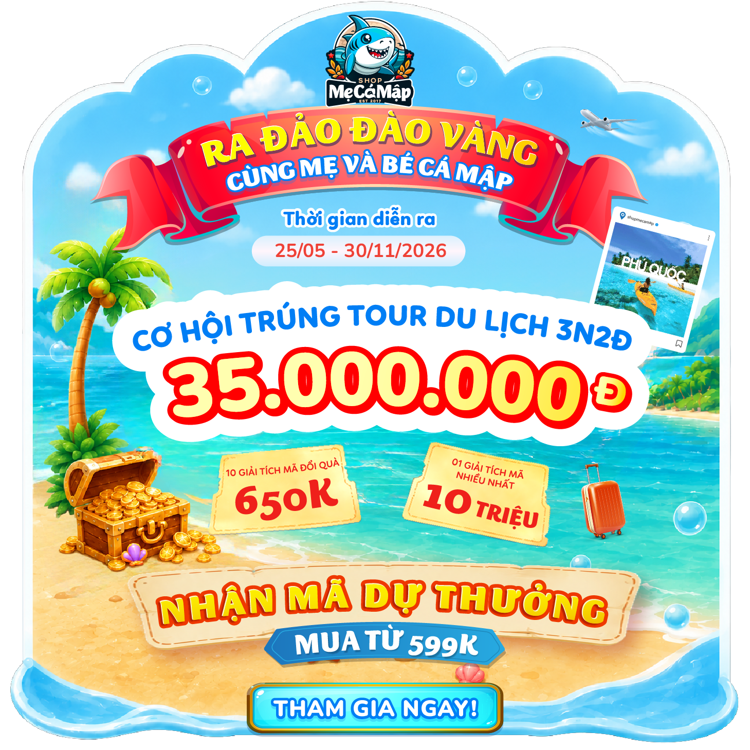 Ra đảo đào vàng cùng Mẹ và Bé Cá Mập