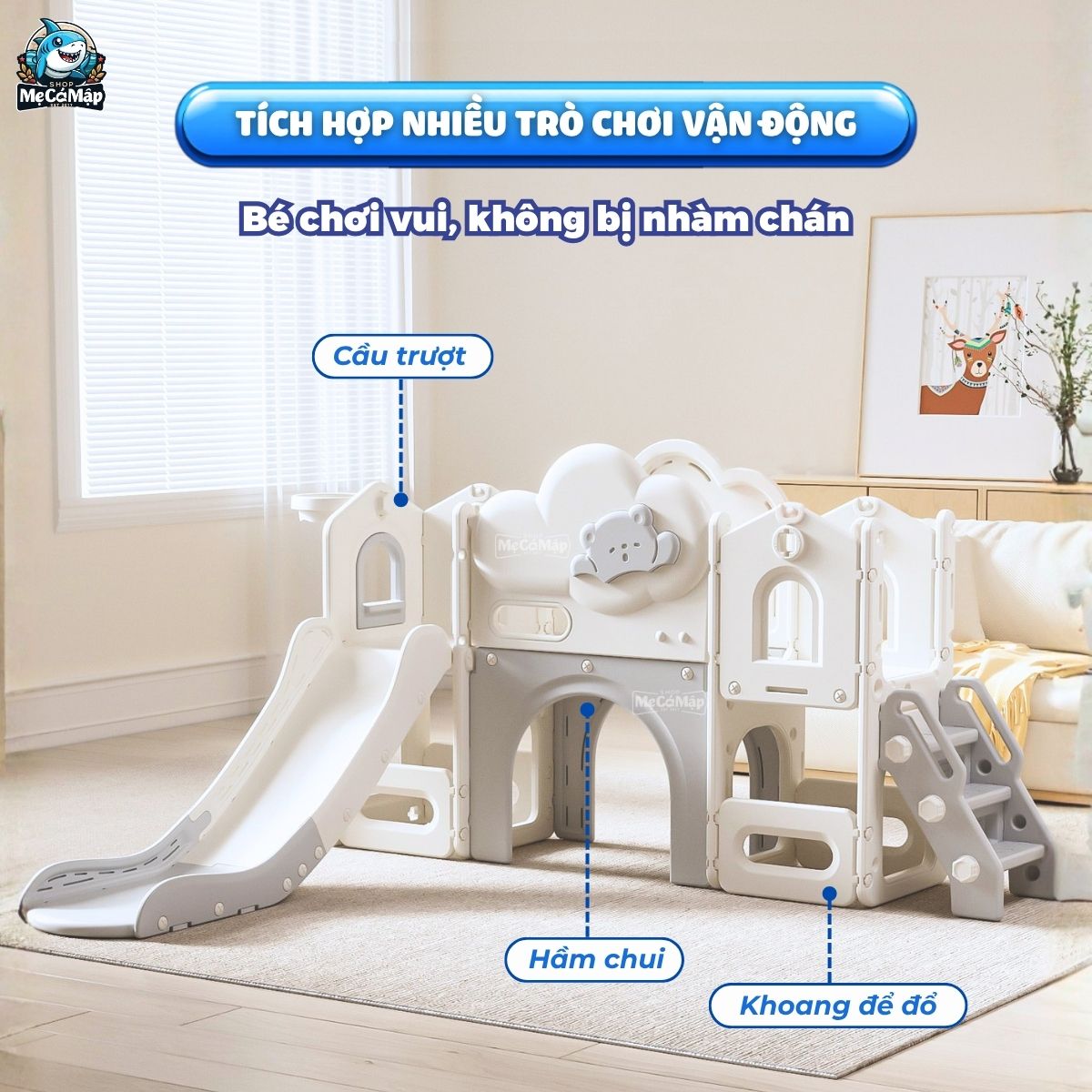 Cầu trượt xích đu liên hoàn Pakey Lovely Bear LH04