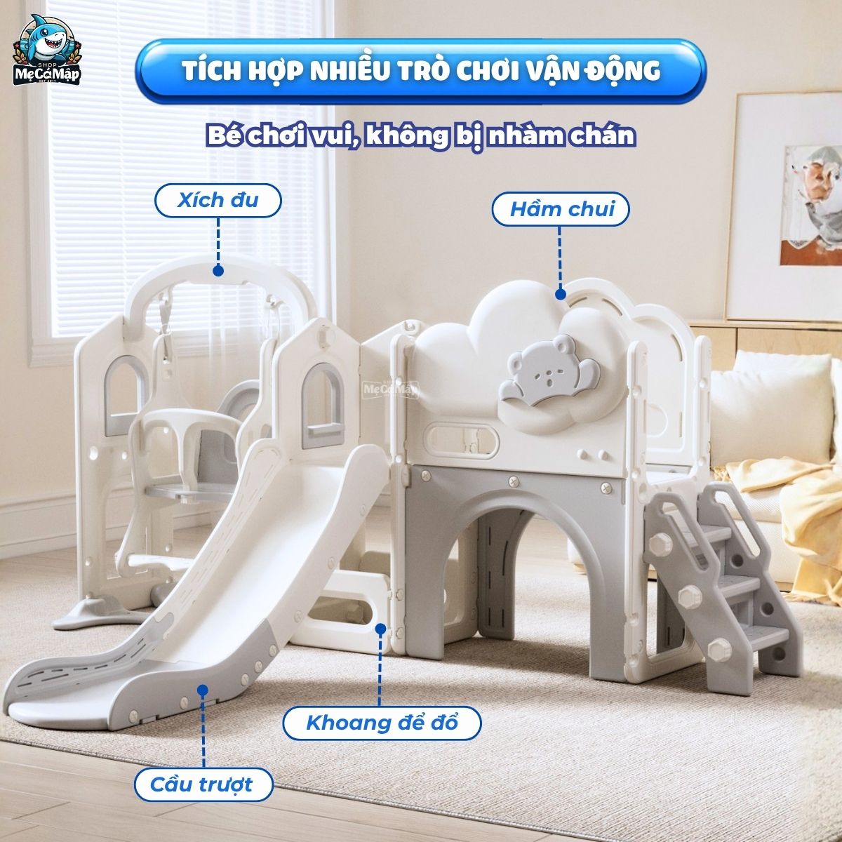 Cầu trượt xích đu liên hoàn Pakey Lovely Bear LH04