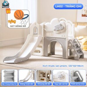 Cầu trượt xích đu liên hoàn Pakey Lovely Bear LH04