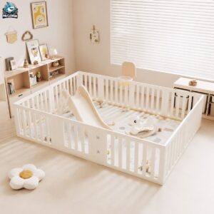 Combo quây nhựa Pakey Babyhome NC02 + Ngựa bập bênh RH01 + Cầu trượt phi hành gia + Lều