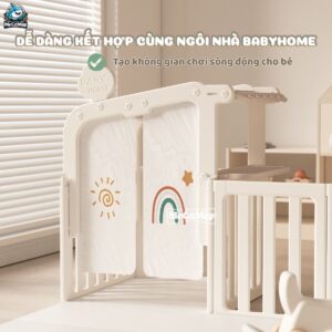 Combo quây nhựa Pakey Babyhome NC02 + Ngựa bập bênh RH01 + Cầu trượt phi hành gia + Lều