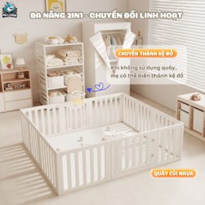 Combo quây nhựa Pakey Babyhome NC02 + Ngựa bập bênh RH01 + Cầu trượt phi hành gia + Lều