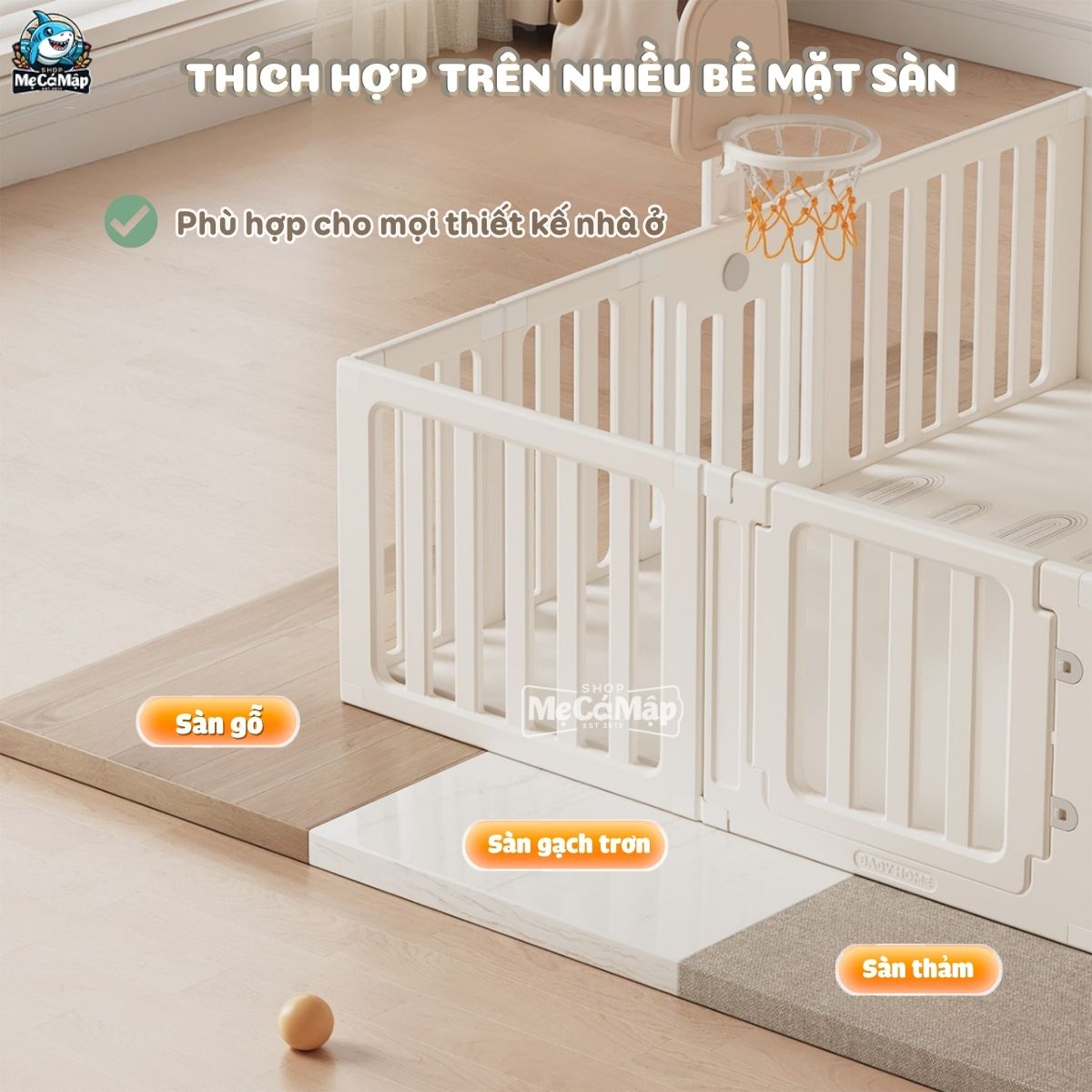 Combo quây nhựa Pakey Babyhome NC02 + Ngựa bập bênh RH01 + Cầu trượt phi hành gia + Lều