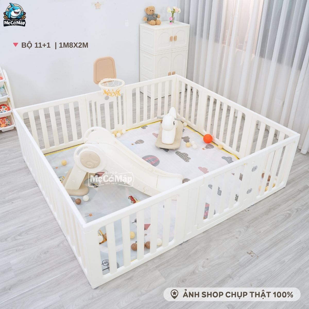 quay-cui-baby-home (6) Combo quây nhựa Pakey Babyhome NC02 + Ngựa bập bênh RH01 + Cầu trượt phi hành gia + Lều
