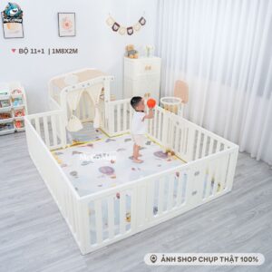 Combo quây nhựa Pakey Babyhome NC02 + Ngựa bập bênh RH01 + Cầu trượt phi hành gia + Lều