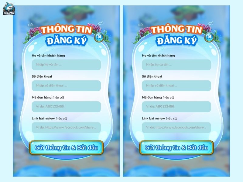 Nhập thông tin đầy đủ rồi chọn "Gửi thông tin và bắt đầu"